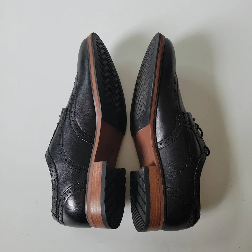 Vintage Florsheim Full Wingtip Brogue Oxford 10D Black‎ Leather Spectators 11960